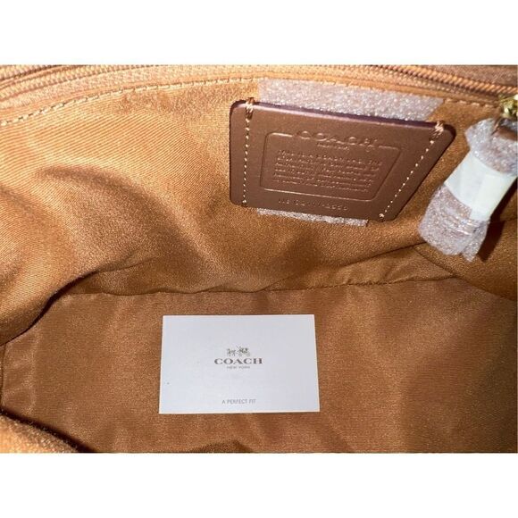 🔥🌺NEW! Coach Katy Satchel Handbag Sig Canvas Khaki/Electric Pink Msrp:$350.00 - Picture 7 of 9